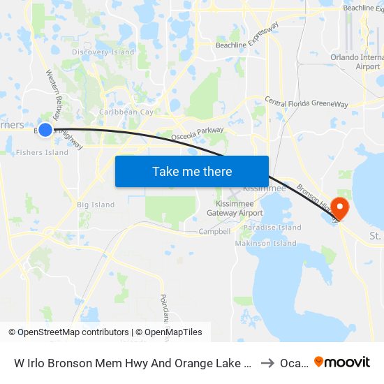 W Irlo Bronson Mem Hwy And Orange Lake Blvd to Ocala map