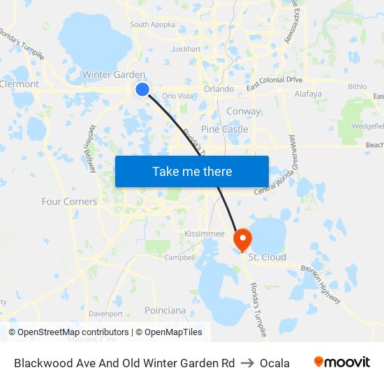 Blackwood Ave And Old Winter Garden Rd to Ocala map