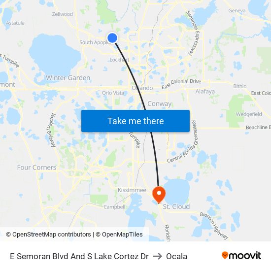 E Semoran Blvd And S Lake Cortez Dr to Ocala map