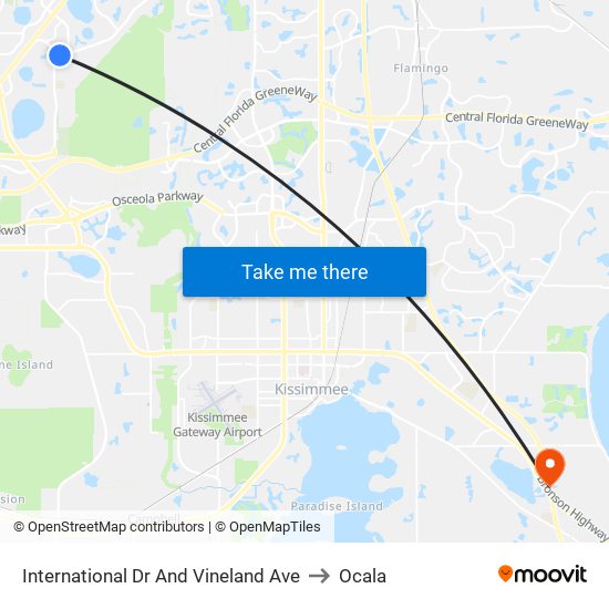 International Dr And Vineland Ave to Ocala map