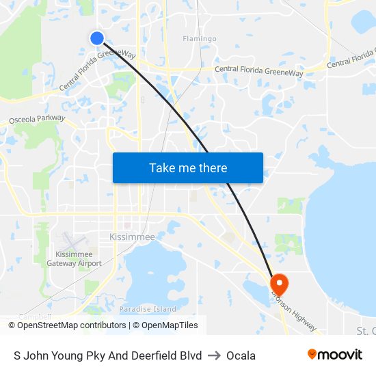 S John Young Pky And Deerfield Blvd to Ocala map