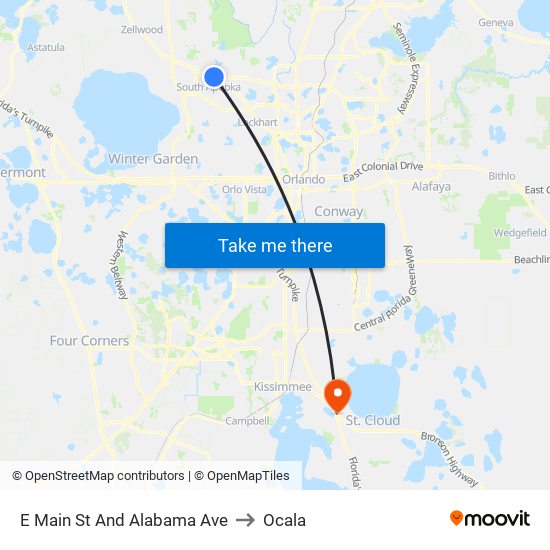 E Main St And Alabama Ave to Ocala map