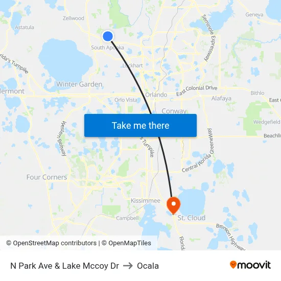 N Park Ave & Lake Mccoy Dr to Ocala map