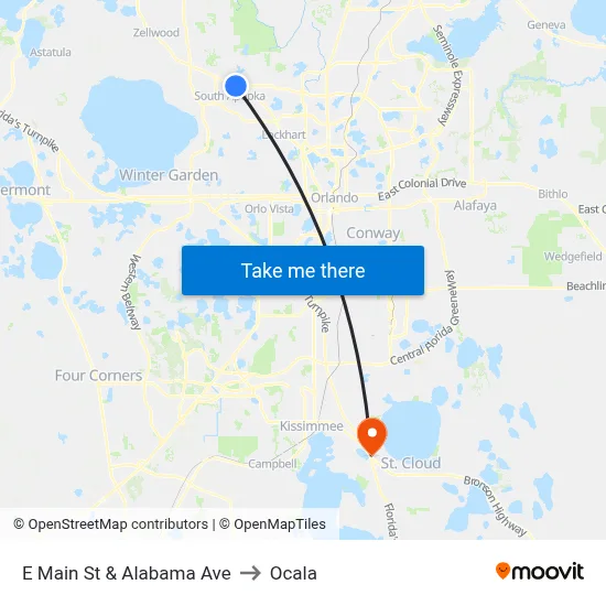 E Main St & Alabama Ave to Ocala map