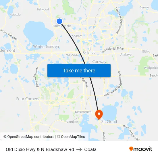 Old Dixie Hwy & N Bradshaw Rd to Ocala map