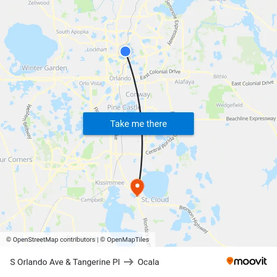 S Orlando Ave & Tangerine Pl to Ocala map