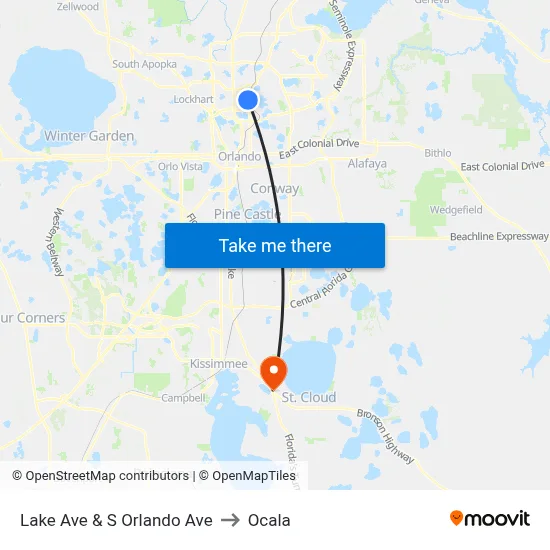 Lake Ave & S Orlando Ave to Ocala map