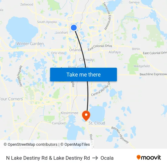 N Lake Destiny Rd & Lake Destiny Rd to Ocala map