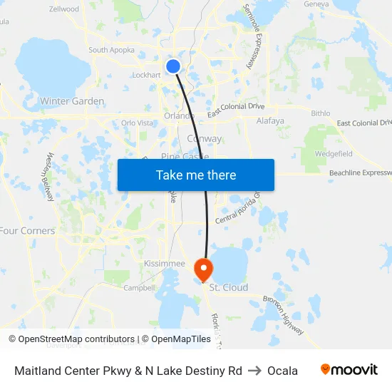 Maitland Center Pkwy & N Lake Destiny Rd to Ocala map