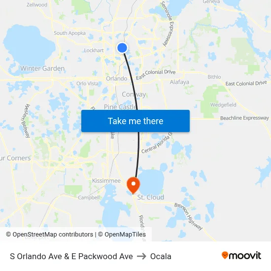 S Orlando Ave & E Packwood Ave to Ocala map