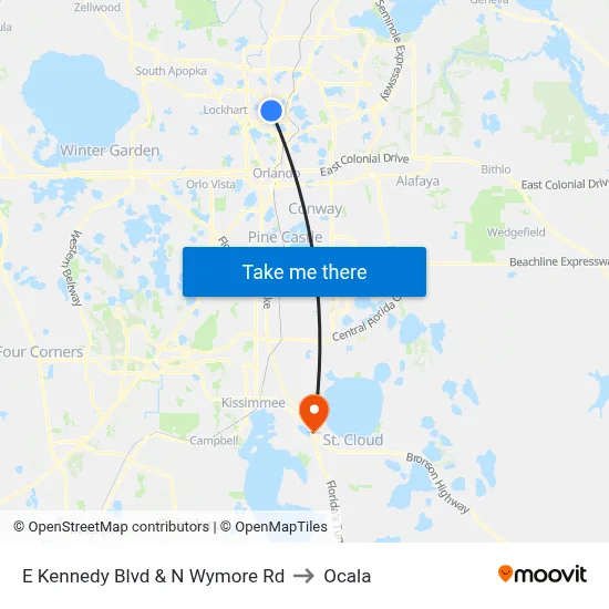 E Kennedy Blvd & N Wymore Rd to Ocala map