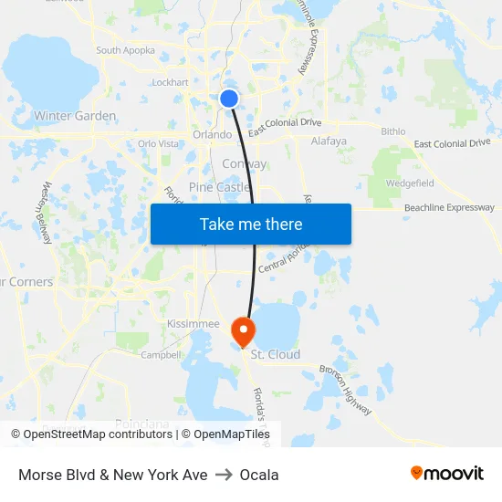 Morse Blvd & New York Ave to Ocala map