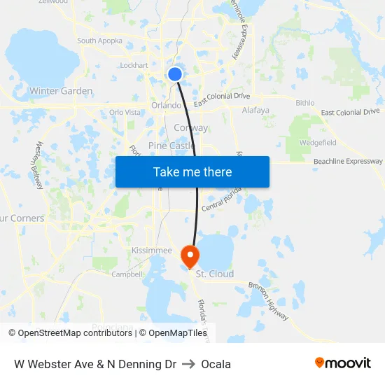 W Webster Ave & N Denning Dr to Ocala map