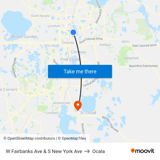 W Fairbanks Ave & S New York Ave to Ocala map