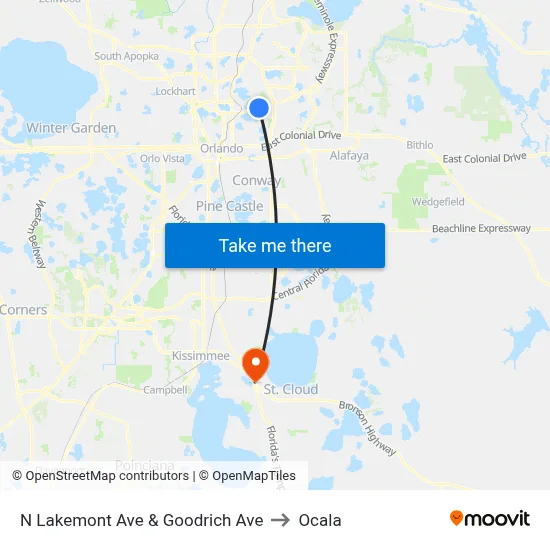 N Lakemont Ave & Goodrich Ave to Ocala map