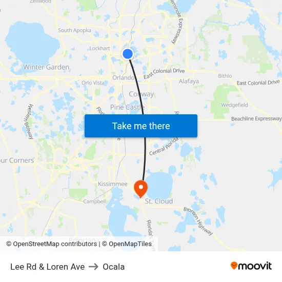 Lee Rd & Loren Ave to Ocala map