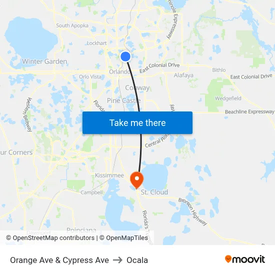 Orange Ave & Cypress Ave to Ocala map