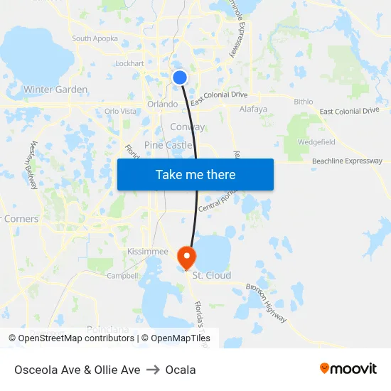 Osceola Ave & Ollie Ave to Ocala map