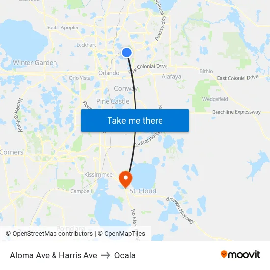 Aloma Ave & Harris Ave to Ocala map