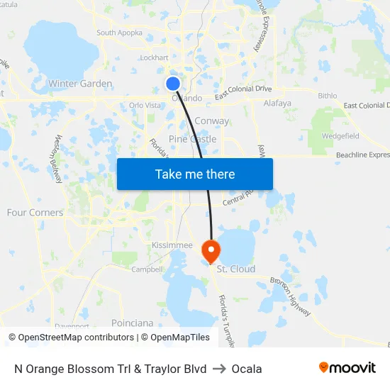 N Orange Blossom Trl & Traylor Blvd to Ocala map