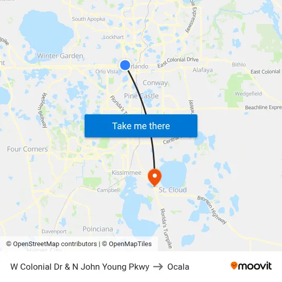 W Colonial Dr & N John Young Pkwy to Ocala map