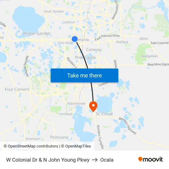 W Colonial Dr & N John Young Pkwy to Ocala map