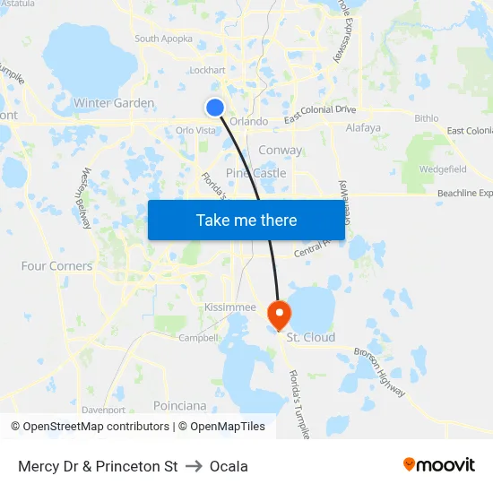 Mercy Dr & Princeton St to Ocala map