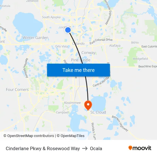 Cinderlane Pkwy & Rosewood Way to Ocala map