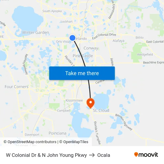 W Colonial Dr & N John Young Pkwy to Ocala map