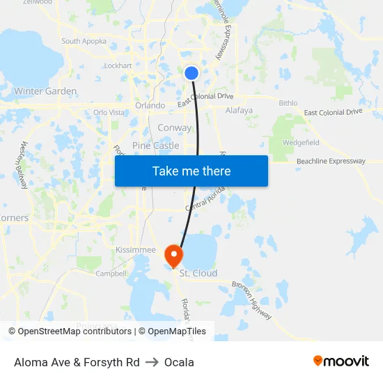 Aloma Ave & Forsyth Rd to Ocala map