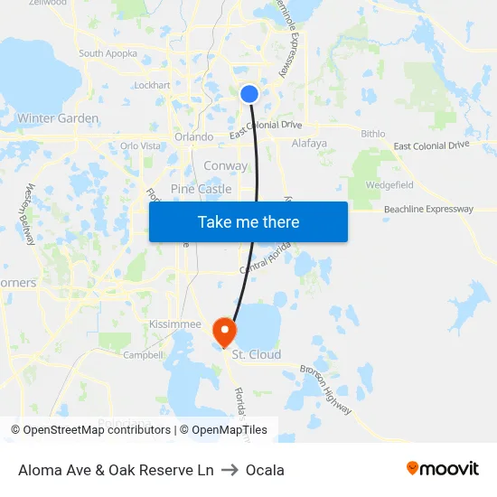 Aloma Ave & Oak Reserve Ln to Ocala map
