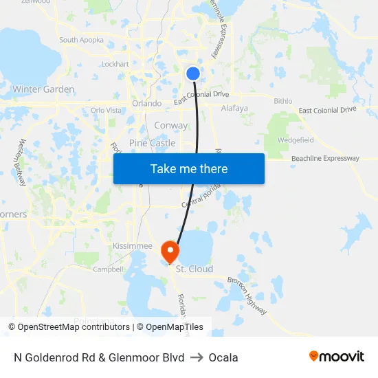 N Goldenrod Rd & Glenmoor Blvd to Ocala map