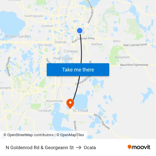 N Goldenrod Rd & Georgeann St to Ocala map