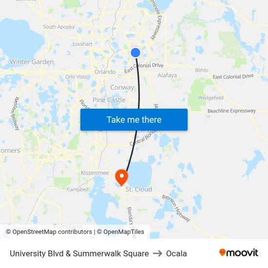 University Blvd & Summerwalk Square to Ocala map