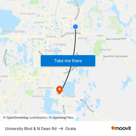 University Blvd & N Dean Rd to Ocala map