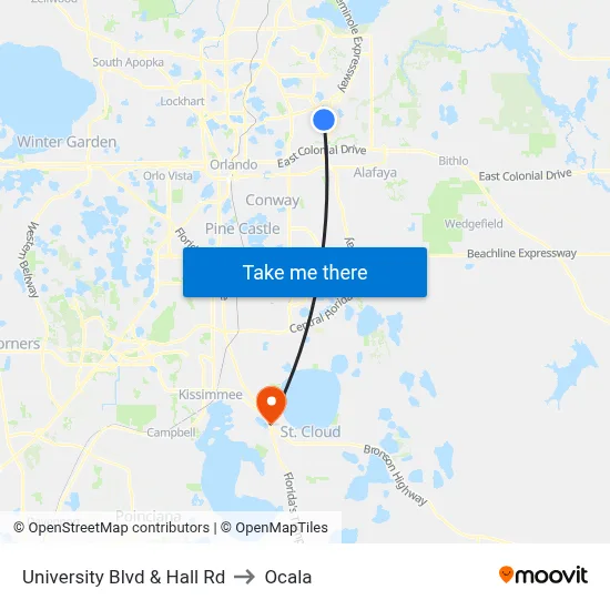 University Blvd & Hall Rd to Ocala map
