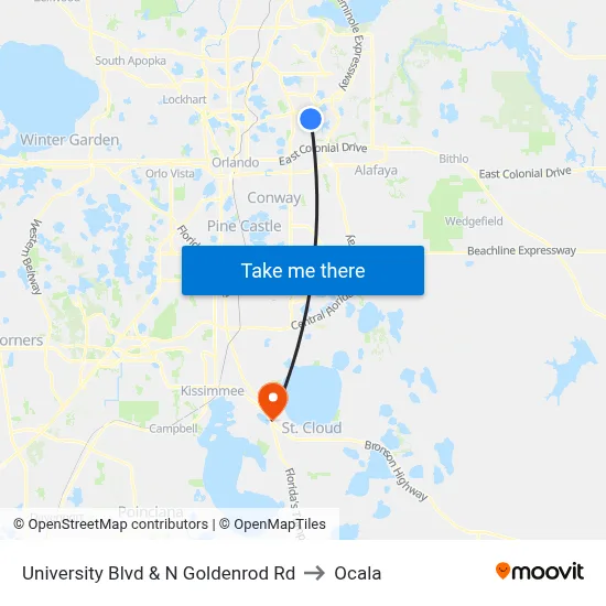 University Blvd & N Goldenrod Rd to Ocala map