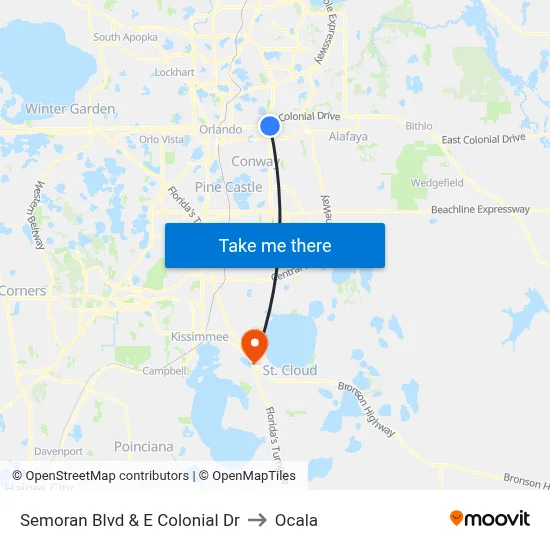 Semoran Blvd & E Colonial Dr to Ocala map