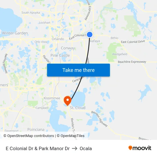 E Colonial Dr & Park Manor Dr to Ocala map