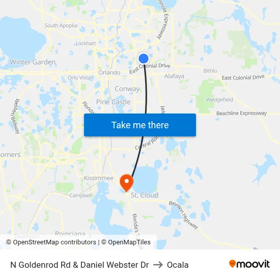 N Goldenrod Rd & Daniel Webster Dr to Ocala map