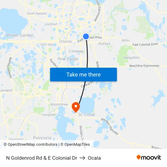 N Goldenrod Rd & E Colonial Dr to Ocala map