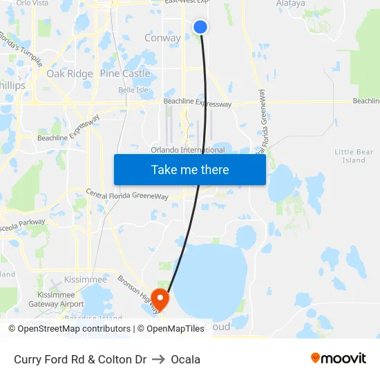 Curry Ford Rd & Colton Dr to Ocala map