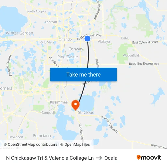 N Chickasaw Trl & Valencia College Ln to Ocala map