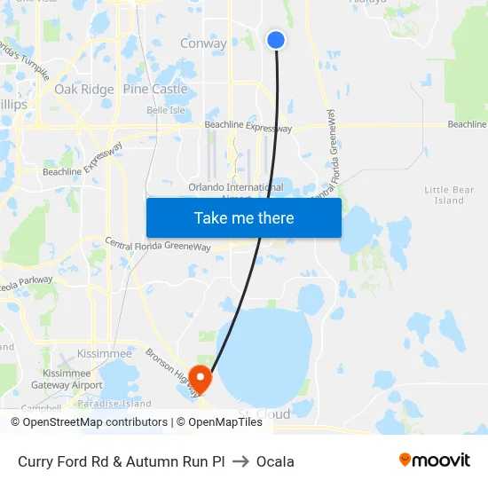 Curry Ford Rd & Autumn Run Pl to Ocala map