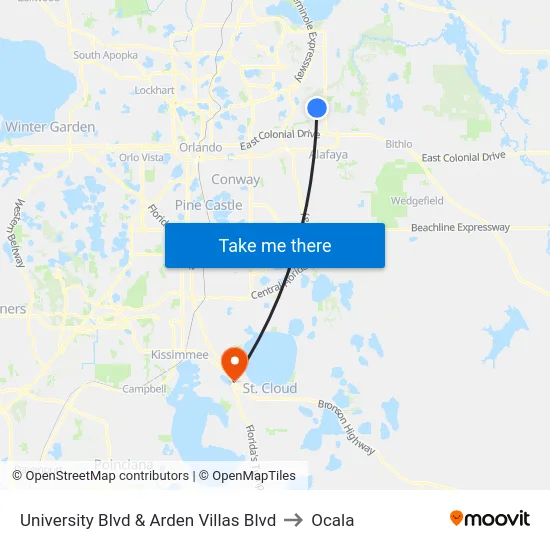 University Blvd & Arden Villas Blvd to Ocala map