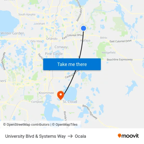 University Blvd & Systems Way to Ocala map