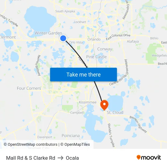 Mall Rd & S Clarke Rd to Ocala map