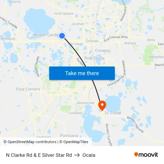 N Clarke Rd & E Silver Star Rd to Ocala map