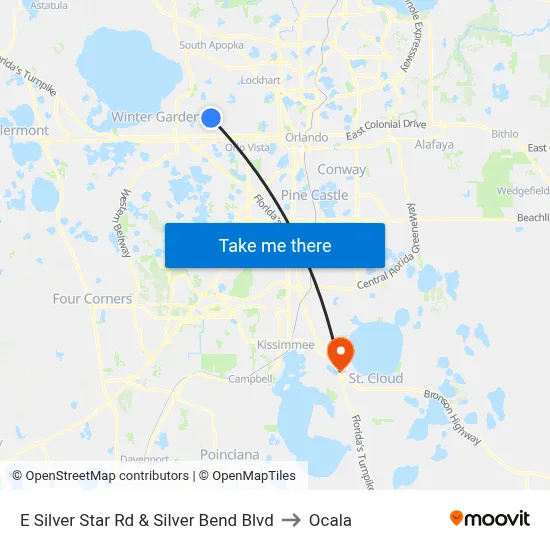 E Silver Star Rd & Silver Bend Blvd to Ocala map