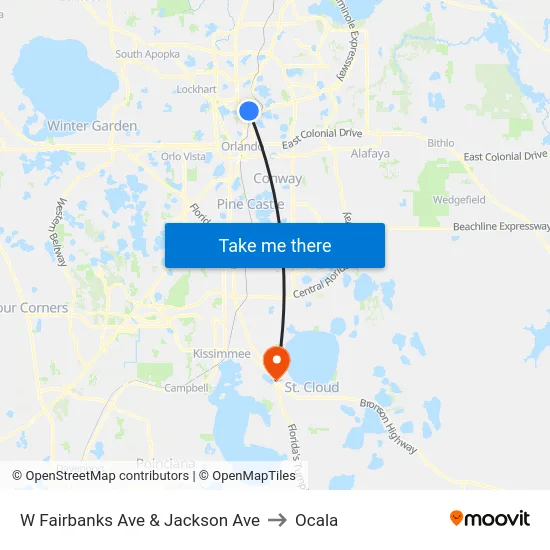 W Fairbanks Ave & Jackson Ave to Ocala map